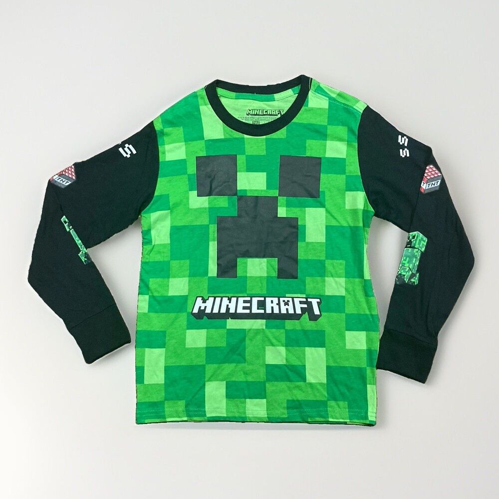 Minecraft Creeper Boys Long Sleeve Graphic Tee Boy Size Medium